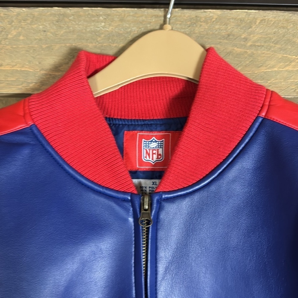 New York Giants faux leather Varsity jacket Blue and red Size XL - Picture 3 of 12